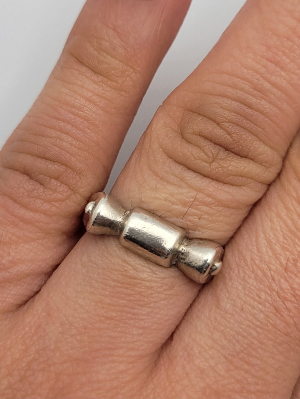 Vintage 925 Sterling Silver Modernist Bow Ring Sculptural Band Size 7